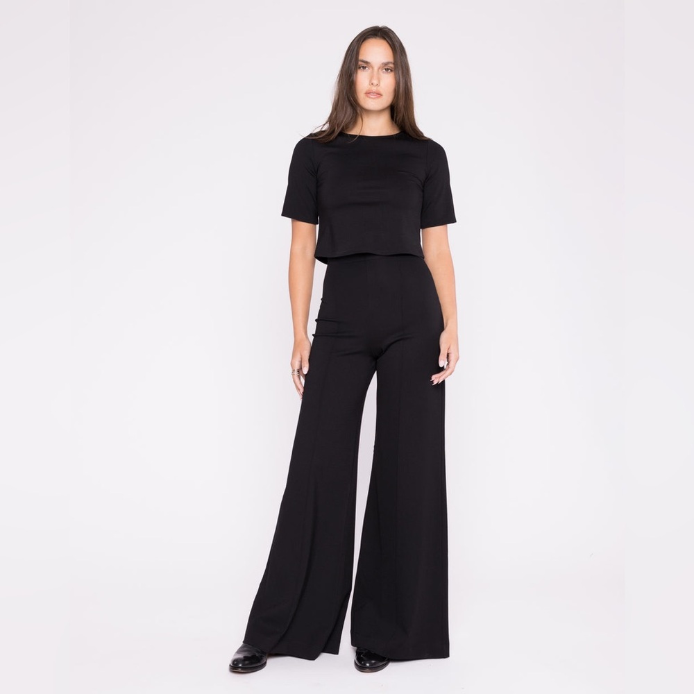 Black Wide-Leg Jumpsuit with Crop Top